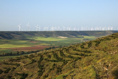 風力発電の風車群