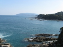 下ノ加江付近から望む足摺岬方面